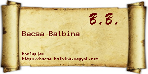 Bacsa Balbina névjegykártya